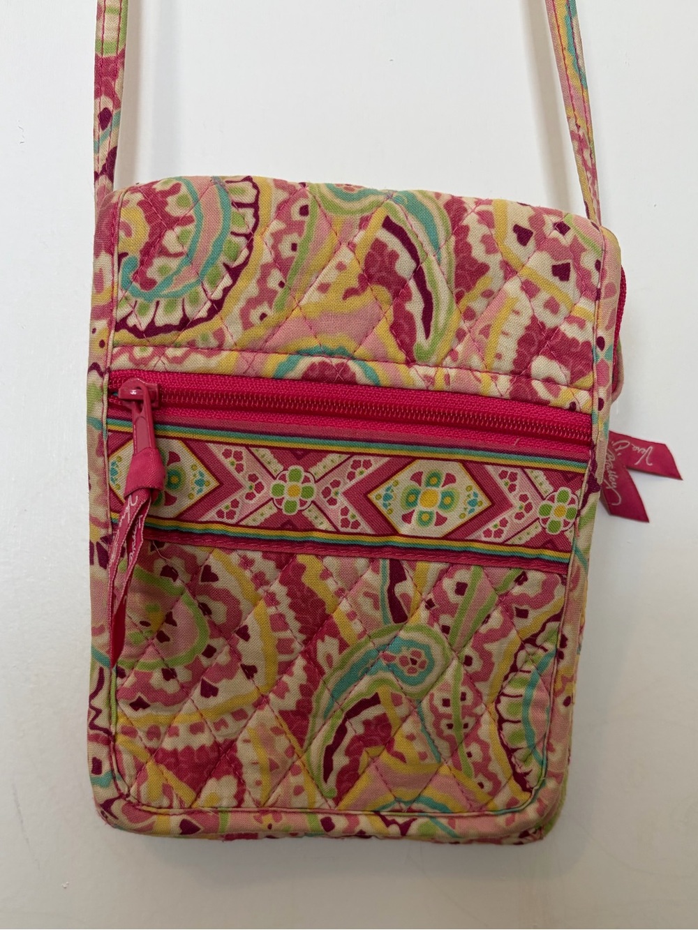 Vera Bradley Capri Melon Mini Hipster Crossbody Bag Retired Pattern pink paisley